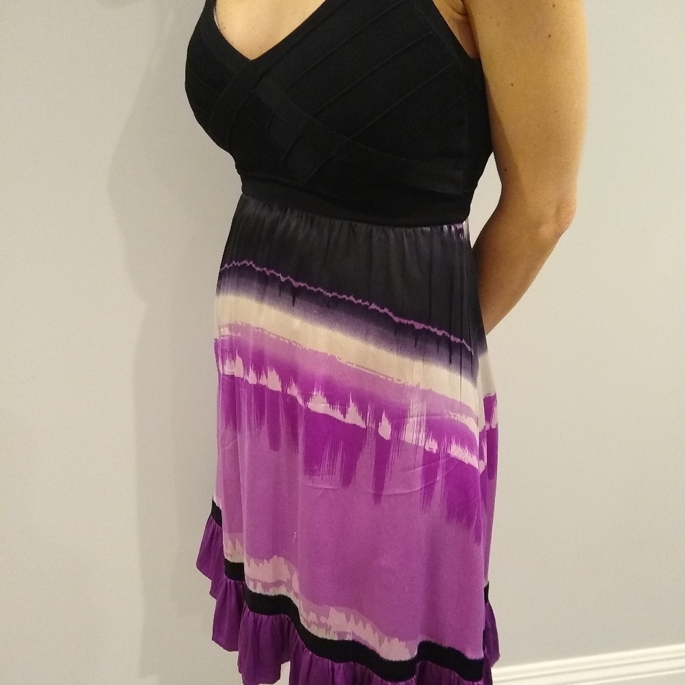 BEBE dress, black and purple